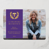 Paarse MD Caduceus Afstuderen Foto aankondiging (Voorkant)