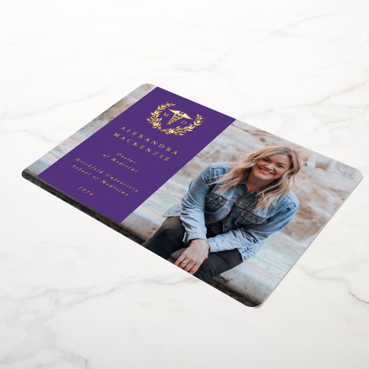 Paarse MD Caduceus Afstuderen Foto aankondiging (Gedraaid)