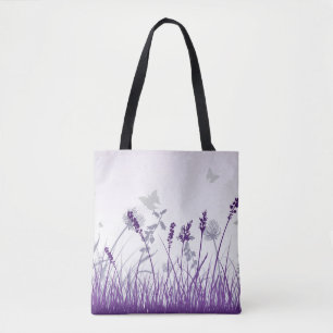Paarse Meadow en Butterflies Tote Bag