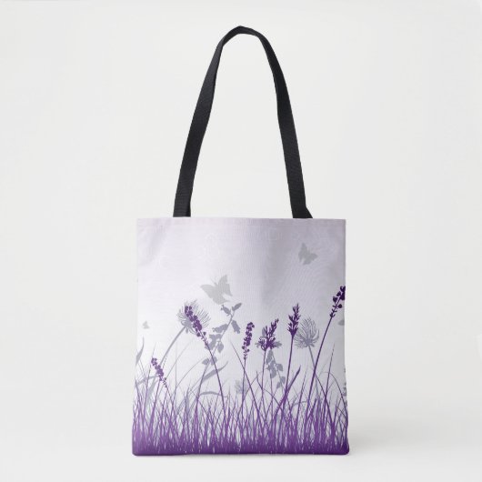 Paarse Meadow en Butterflies Tote Bag (Voorkant)