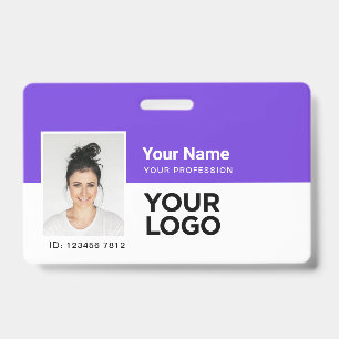 Paarse Medewerker Foto Balk of Qr Code Logo Naam Badge
