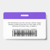 Paarse Medewerker Foto Balk of Qr Code Logo Naam Badge (Achterkant)