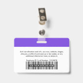 Paarse Medewerker Foto Balk of Qr Code Logo Naam Badge (Achterkant met clip)