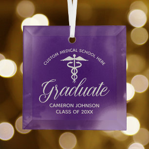 Paarse medische school afstudeer Kerstmis Glas Ornament