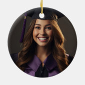 Paarse Medische School Afstuderen Foto Kerstmis Keramisch Ornament (Achterkant)