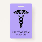 Paarse medische therapist Caduceus Hospital Badge (Achterkant)