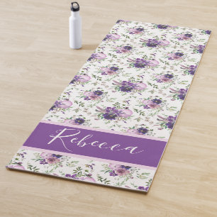 Paarse meditatie waterverf bloem bloemstuk yogamat