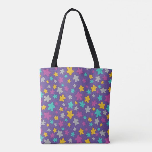 Paarse Meeple Gamer Tote Bag (Achterkant)