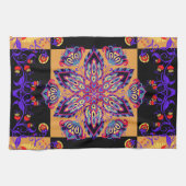 Paarse Mehndi bloemkunstwerk, Violet Natuur Theedoek (Horizontaal)