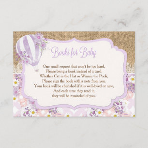 paarse meid met heteluchtballon Boeken voor baby Informatiekaartje