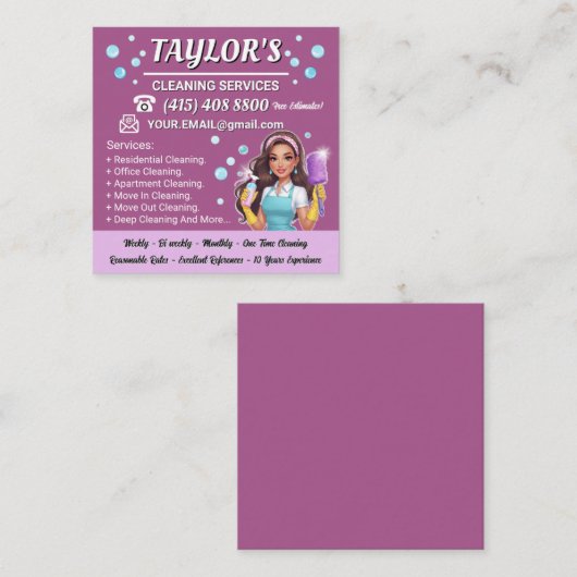 Paarse meid Visitekaartje (Voorkant / Achterkant)