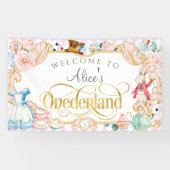 paarse meisje 1e verjaardag, Alice Onederland bann Spandoek (Horizontaal)