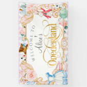 paarse meisje 1e verjaardag, Alice Onederland bann Spandoek (Verticaal)