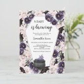 Paarse Meisje Gothic Halloween Baby shower Kaart (Staand voorkant)