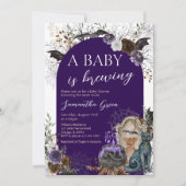Paarse Meisje Gothic Halloween Baby shower Kaart (Voorkant)