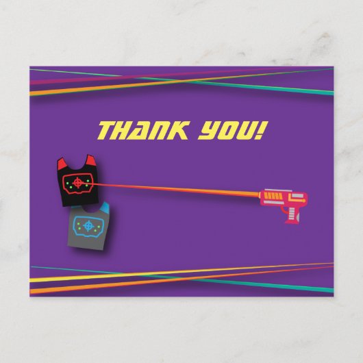 Paarse Meisje Laser Label Verjaardagsfeest Dank u Briefkaart (Voorkant)