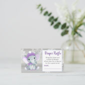 Paarse Meisje Olifant luier loterij ticket rustiek Informatiekaartje (Staand voorkant)