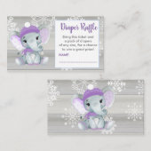 Paarse Meisje Olifant luier loterij ticket rustiek Informatiekaartje (Voorkant / Achterkant)