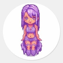 Paarse meisje ronde sticker