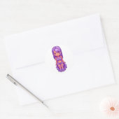 Paarse meisje  ronde sticker (Envelop)