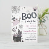 Paarse Meisje Spooky Ghost Halloween Baby shower Kaart (Staand voorkant)