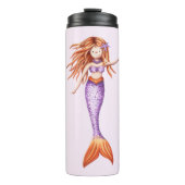 Paarse Meisje Zeemeermin Thermosbeker (Voorkant)