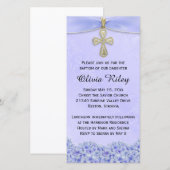 Paarse meisjes Baptism Christening Uitnodiging (Voorkant / Achterkant)