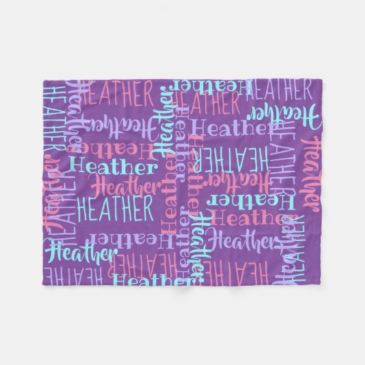 Paarse meisjes gepersonaliseerde aangepaste naam fleece deken (Voorkant (Horizontaal))