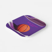 Paarse meisjes verjaardagsfeestje basketbal papieren bordje (Gebogen)