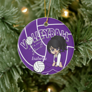 Paarse-meisjes volleybal 🏐 keramisch ornament