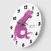 Paarse meisjes Waterverf Dinosaur Persoonlijke Kin Grote Klok (Hoek)