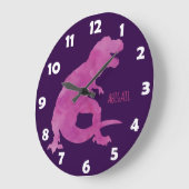 Paarse meisjes Waterverf Dinosaur Persoonlijke Kin Grote Klok (Hoek)