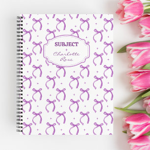 Paarse Meisjesachtige Coquette Boog Spiraal Noteb Notitieboek