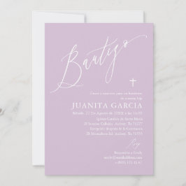 Paarse meisjesdoop uitnodiging