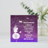 Paarse-meisjesfeeëndag uitnodiging (Staand voorkant)