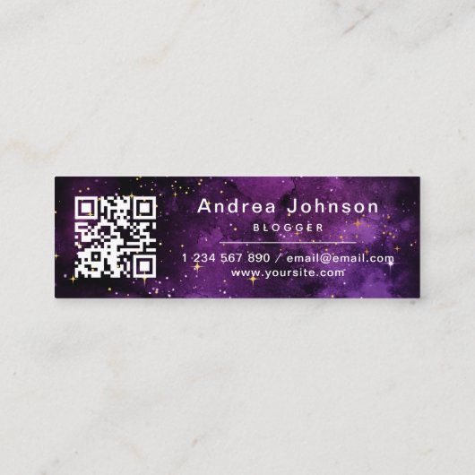 Paarse melkboeien volgen de QR-code voor sociale m Mini Visitekaartje (Achterkant)