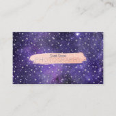 Paarse melkweg en sterren met penseelstreek visitekaartje (Voorkant)