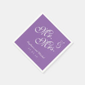 Paarse meneer en mevrouw. | Bruidspapier servetten (Hoek)