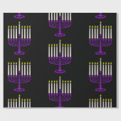 paarse menorah hanukkah cadeaupapier (Vlak)