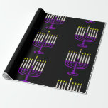 paarse menorah hanukkah cadeaupapier<br><div class="desc">"paarse menorah hanukkah", "paarse hanukkah", "paarse menorah", "hanukkah menorah", menorah, "happy hanukkah", channukah, hannukah, Hanukkah, "joodse feestdagen"</div>