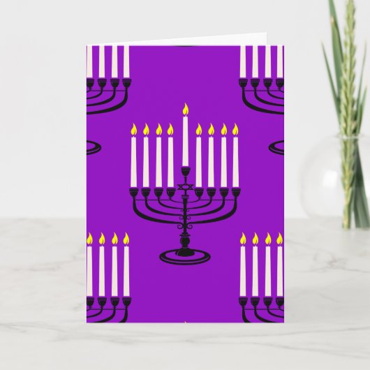 paarse menorah hanukkah joods print (Voorkant)