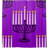 paarse menorah hanukkah joodse krant douchegordijn (Voorkant)