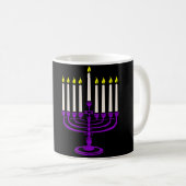 paarse menorah hanukkah koffiemok (Voorkant rechts)
