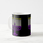paarse menorah hanukkah koffiemok (Voorkant links)