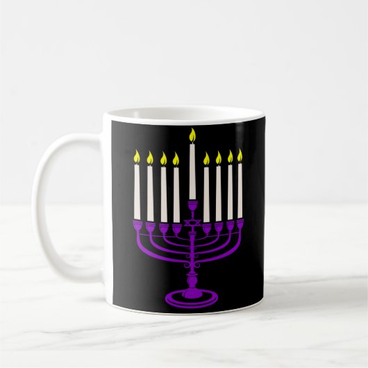 paarse menorah hanukkah koffiemok (Links)