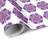 Paarse Menorah op witte achtergrond Verpakkingspap Cadeaupapier (Rol Hoek)