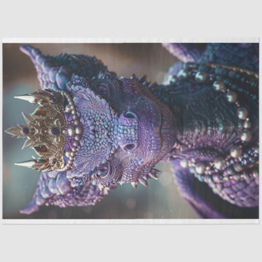 Paarse Mensen Eater Dragon Decoupage Tissuepapier (Voorkant)