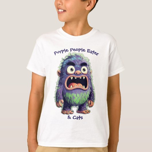 PAARSE MENSENEETSTER & KATTEN T-SHIRT (Voorkant)