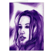 Paarse Mensenvrouw Portret Kunstkaart