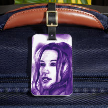 Paarse Mensenvrouw Portret Originele Kunst